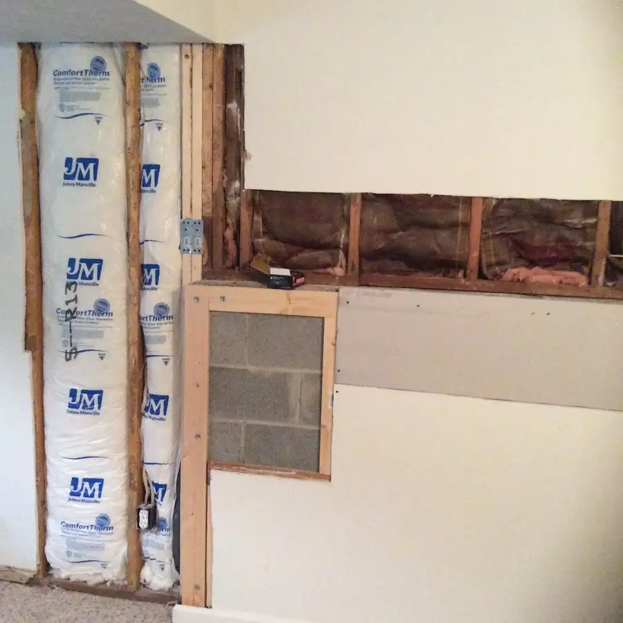 Wall insulation replacement during Basement Flood Cleanup in Garrison